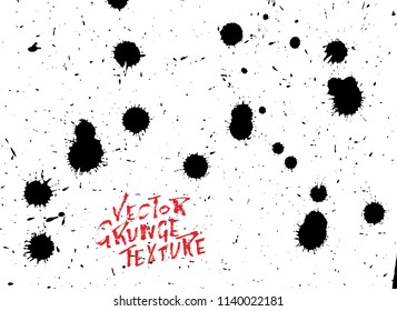 Handdrawn grunge texture. Abstract ink drops background. Black and white grunge illustration. Vector watercolor artwork pattern.