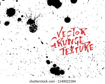 Handdrawn grunge texture. Abstract ink drops background. Black and white grunge illustration. Vector watercolor artwork pattern.