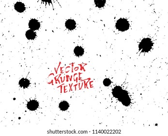 Handdrawn grunge texture. Abstract ink drops background. Black and white grunge illustration. Vector watercolor artwork pattern.