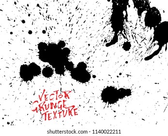 Handdrawn grunge texture. Abstract ink drops background. Black and white grunge illustration. Vector watercolor artwork pattern.