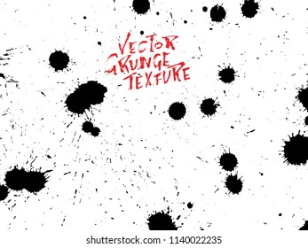 Handdrawn grunge texture. Abstract ink drops background. Black and white grunge illustration. Vector watercolor artwork pattern.