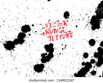 Handdrawn grunge texture. Abstract ink drops background. Black and white grunge illustration. Vector watercolor artwork pattern.