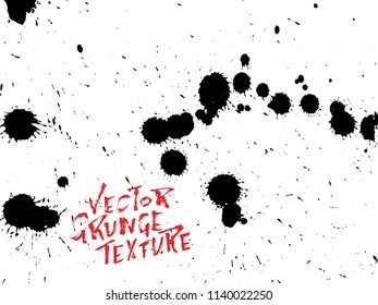Handdrawn grunge texture. Abstract ink drops background. Black and white grunge illustration. Vector watercolor artwork pattern.