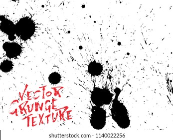 Handdrawn grunge texture. Abstract ink drops background. Black and white grunge illustration. Vector watercolor artwork pattern.