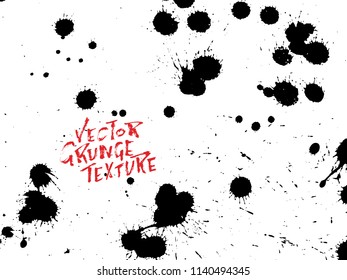 Handdrawn grunge texture. Abstract ink drops background. Black and white grunge illustration. Vector watercolor artwork pattern.