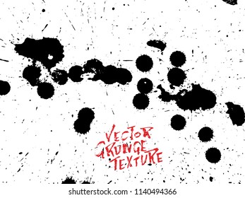 Handdrawn grunge texture. Abstract ink drops background. Black and white grunge illustration. Vector watercolor artwork pattern.