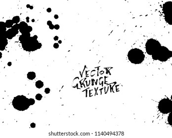 Handdrawn grunge texture. Abstract ink drops background. Black and white grunge illustration. Vector watercolor artwork pattern.