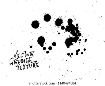 Handdrawn grunge texture. Abstract ink drops background. Black and white grunge illustration. Vector watercolor artwork pattern.