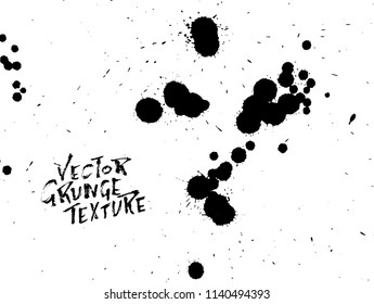 Handdrawn grunge texture. Abstract ink drops background. Black and white grunge illustration. Vector watercolor artwork pattern.