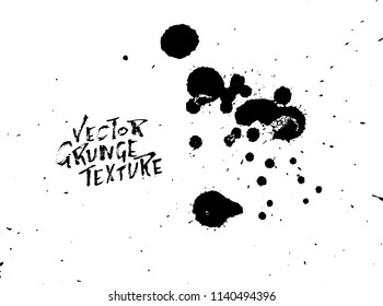 Handdrawn grunge texture. Abstract ink drops background. Black and white grunge illustration. Vector watercolor artwork pattern.
