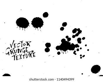 Handdrawn grunge texture. Abstract ink drops background. Black and white grunge illustration. Vector watercolor artwork pattern.