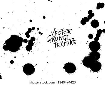 Handdrawn grunge texture. Abstract ink drops background. Black and white grunge illustration. Vector watercolor artwork pattern.