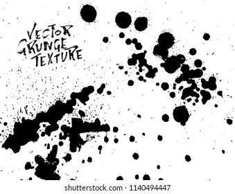 Handdrawn grunge texture. Abstract ink drops background. Black and white grunge illustration. Vector watercolor artwork pattern.