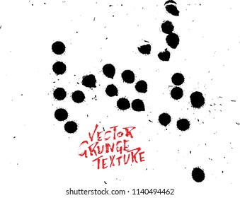 Handdrawn grunge texture. Abstract ink drops background. Black and white grunge illustration. Vector watercolor artwork pattern.