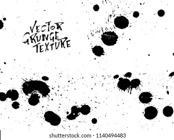 Handdrawn grunge texture. Abstract ink drops background. Black and white grunge illustration. Vector watercolor artwork pattern.