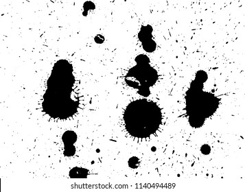 Handdrawn grunge texture. Abstract ink drops background. Black and white grunge illustration. Vector watercolor artwork pattern.