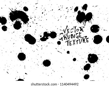 Handdrawn grunge texture. Abstract ink drops background. Black and white grunge illustration. Vector watercolor artwork pattern.