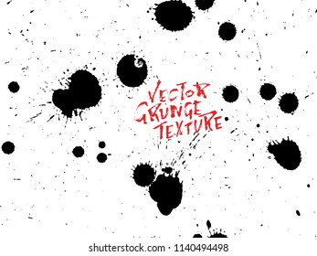 Handdrawn grunge texture. Abstract ink drops background. Black and white grunge illustration. Vector watercolor artwork pattern.