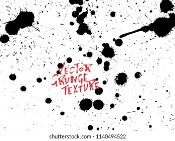 Handdrawn grunge texture. Abstract ink drops background. Black and white grunge illustration. Vector watercolor artwork pattern.