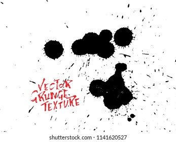 Handdrawn grunge texture. Abstract ink drops background. Black and white grunge illustration. Vector watercolor artwork pattern.
