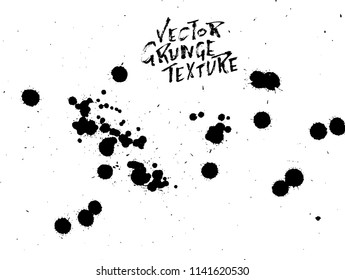 Handdrawn grunge texture. Abstract ink drops background. Black and white grunge illustration. Vector watercolor artwork pattern.