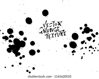 Handdrawn grunge texture. Abstract ink drops background. Black and white grunge illustration. Vector watercolor artwork pattern.
