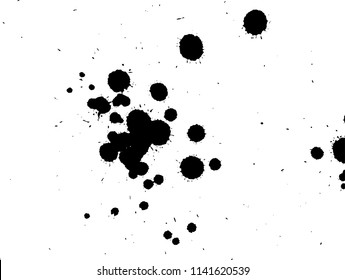 Handdrawn grunge texture. Abstract ink drops background. Black and white grunge illustration. Vector watercolor artwork pattern.