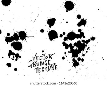 Handdrawn grunge texture. Abstract ink drops background. Black and white grunge illustration. Vector watercolor artwork pattern.