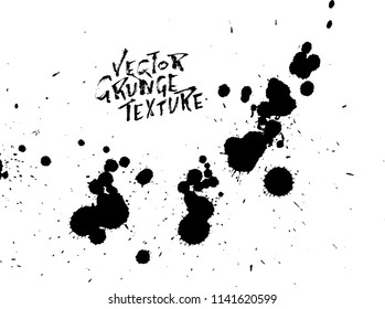 Handdrawn grunge texture. Abstract ink drops background. Black and white grunge illustration. Vector watercolor artwork pattern.
