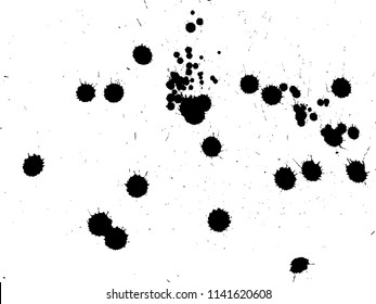 Handdrawn grunge texture. Abstract ink drops background. Black and white grunge illustration. Vector watercolor artwork pattern.