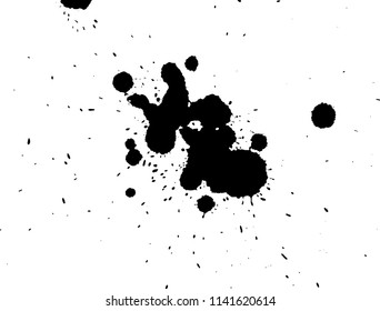 Handdrawn grunge texture. Abstract ink drops background. Black and white grunge illustration. Vector watercolor artwork pattern.