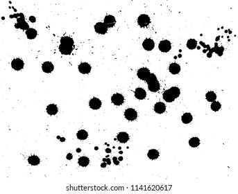 Handdrawn grunge texture. Abstract ink drops background. Black and white grunge illustration. Vector watercolor artwork pattern.