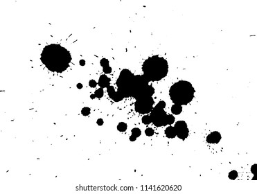 Handdrawn grunge texture. Abstract ink drops background. Black and white grunge illustration. Vector watercolor artwork pattern.