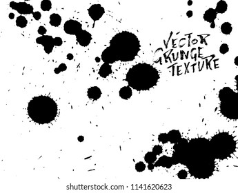 Handdrawn grunge texture. Abstract ink drops background. Black and white grunge illustration. Vector watercolor artwork pattern.