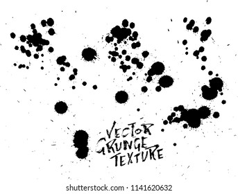Handdrawn grunge texture. Abstract ink drops background. Black and white grunge illustration. Vector watercolor artwork pattern.