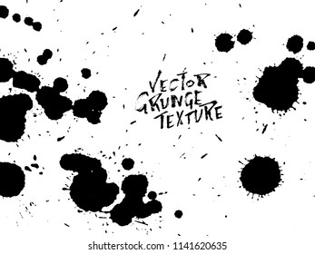 Handdrawn grunge texture. Abstract ink drops background. Black and white grunge illustration. Vector watercolor artwork pattern.