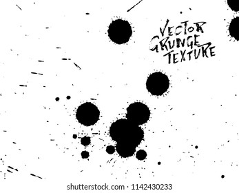 Handdrawn grunge texture. Abstract ink drops background. Black and white grunge illustration. Vector watercolor artwork pattern.