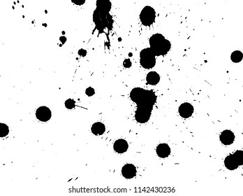 Handdrawn grunge texture. Abstract ink drops background. Black and white grunge illustration. Vector watercolor artwork pattern.