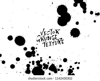 Handdrawn grunge texture. Abstract ink drops background. Black and white grunge illustration. Vector watercolor artwork pattern.