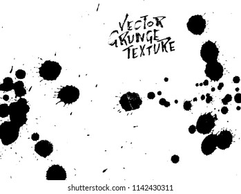 Handdrawn grunge texture. Abstract ink drops background. Black and white grunge illustration. Vector watercolor artwork pattern.