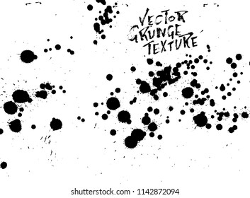 Handdrawn grunge texture. Abstract ink drops background. Black and white grunge illustration. Vector watercolor artwork pattern.