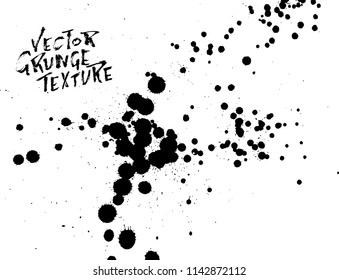 Handdrawn grunge texture. Abstract ink drops background. Black and white grunge illustration. Vector watercolor artwork pattern.