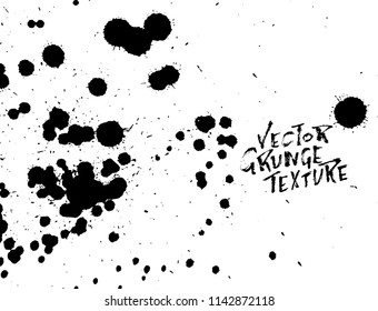 Handdrawn grunge texture. Abstract ink drops background. Black and white grunge illustration. Vector watercolor artwork pattern.