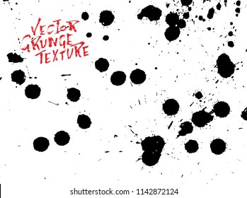 Handdrawn grunge texture. Abstract ink drops background. Black and white grunge illustration. Vector watercolor artwork pattern.