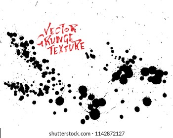 Handdrawn grunge texture. Abstract ink drops background. Black and white grunge illustration. Vector watercolor artwork pattern.