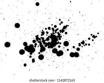 Handdrawn grunge texture. Abstract ink drops background. Black and white grunge illustration. Vector watercolor artwork pattern.