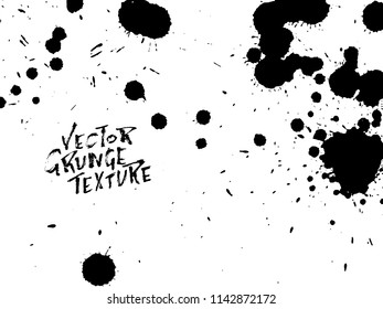 Handdrawn grunge texture. Abstract ink drops background. Black and white grunge illustration. Vector watercolor artwork pattern.