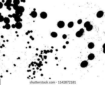 Handdrawn grunge texture. Abstract ink drops background. Black and white grunge illustration. Vector watercolor artwork pattern.