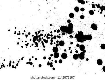 Handdrawn grunge texture. Abstract ink drops background. Black and white grunge illustration. Vector watercolor artwork pattern.