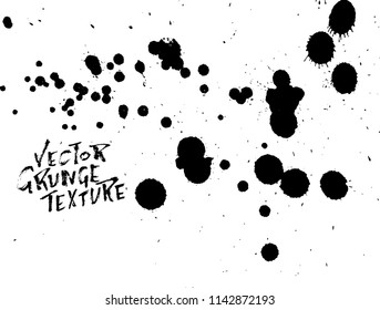 Handdrawn grunge texture. Abstract ink drops background. Black and white grunge illustration. Vector watercolor artwork pattern.